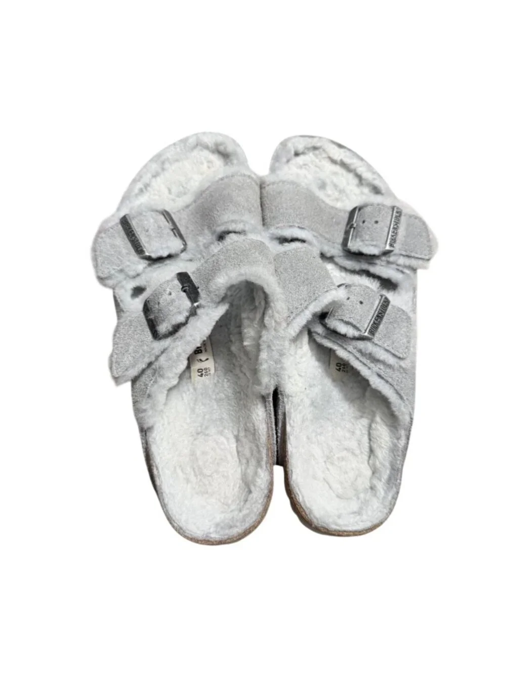 Birkenstock Arizona Shearling Suede Gray Sandals Womens Size 9